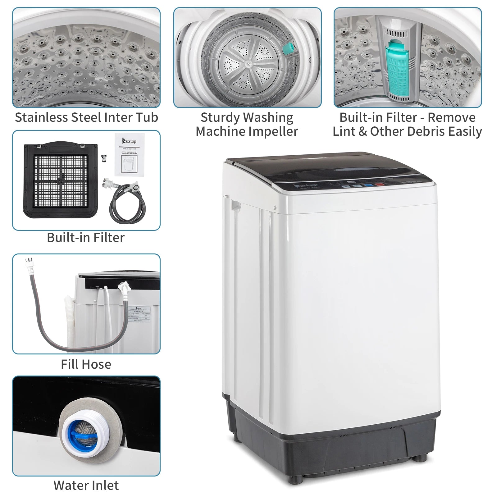 US standard XQB82-6C08 17.8lbs washing machine 110V 280 with drainage pump plastic black cover fully automatic