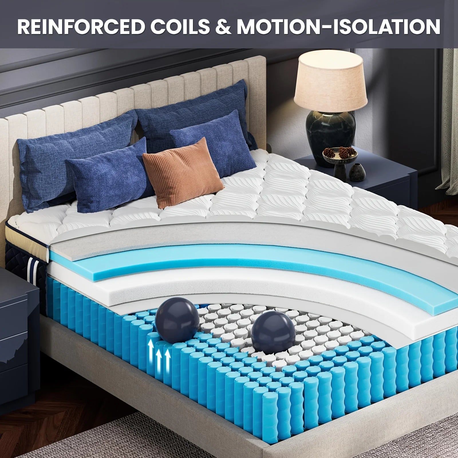 12-Inch Hybrid Mattress – Twin/Full/Queen/King Sizes, Memory Foam + Innerspring Support, Medium-Firm Feel, Enhanced Lumbar Zone, Easy Bed-in-a-Box Setup, Ideal for Home Bedrooms & Hotel Use