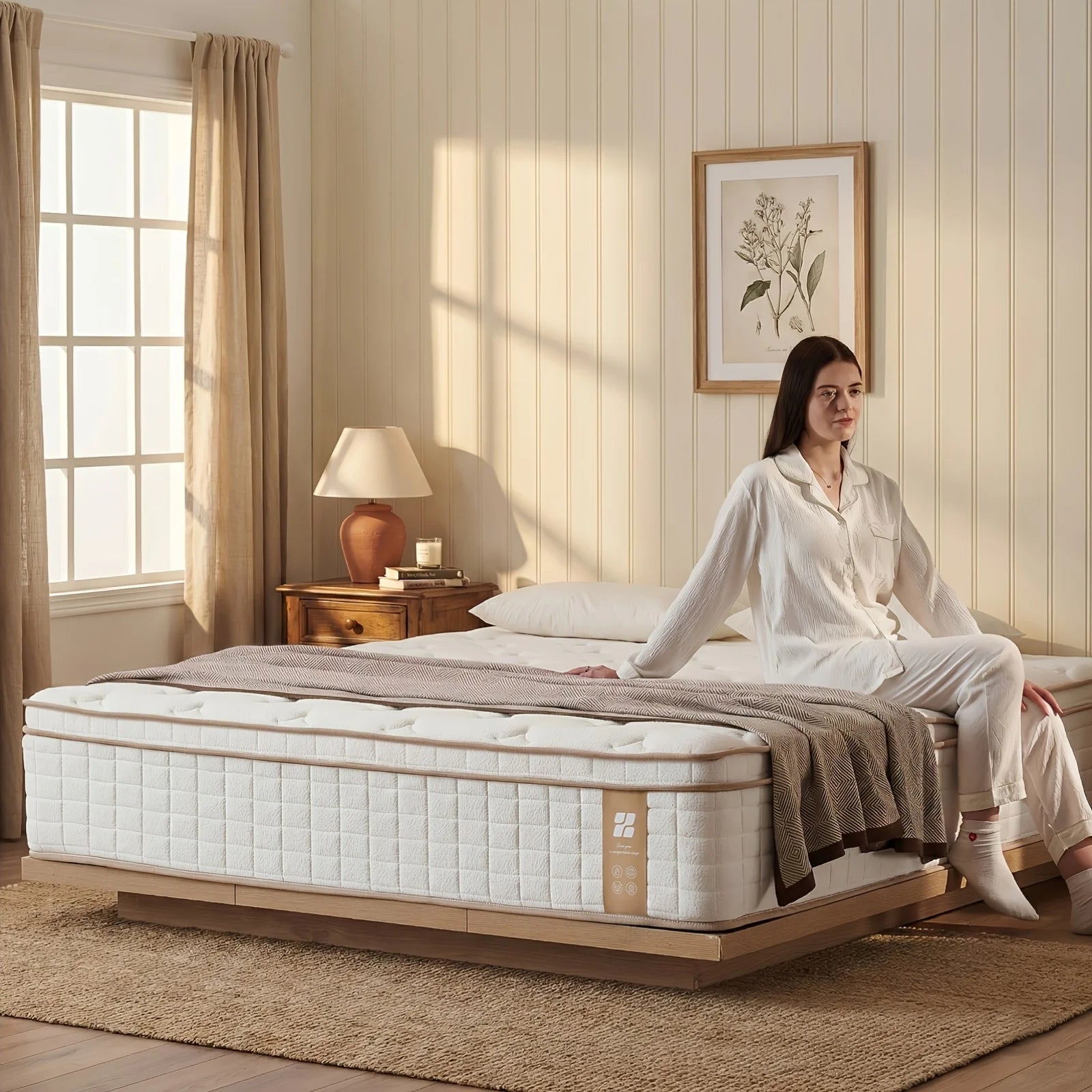 Multi-Layer Hybrid Mattress – Twin / Full / Queen Size | Memory Foam + Individually Wrapped Pocket Springs | Ergonomic Support Design | Medium-Firm Comfort Level | Breathable Fabric Cover | Easy-Setup Rolled Packaging | Ide