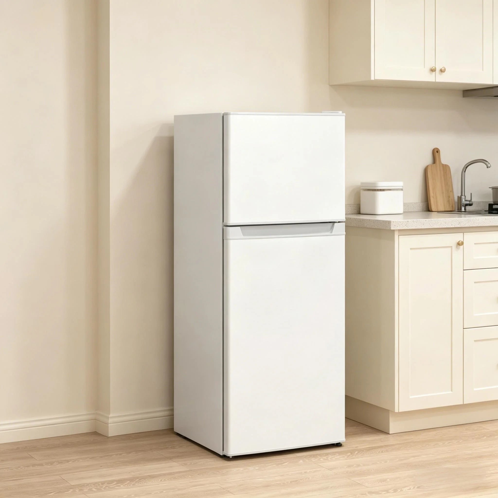 Compact White Double Door Mini Fridge with Freezer, Adjustable Temp Control, Quiet Small Refrigerator for Bedroom, Dorm, Office, Apartment, Ideal for Food Beverage Storage, Energy Saving & Space Saving Cooler