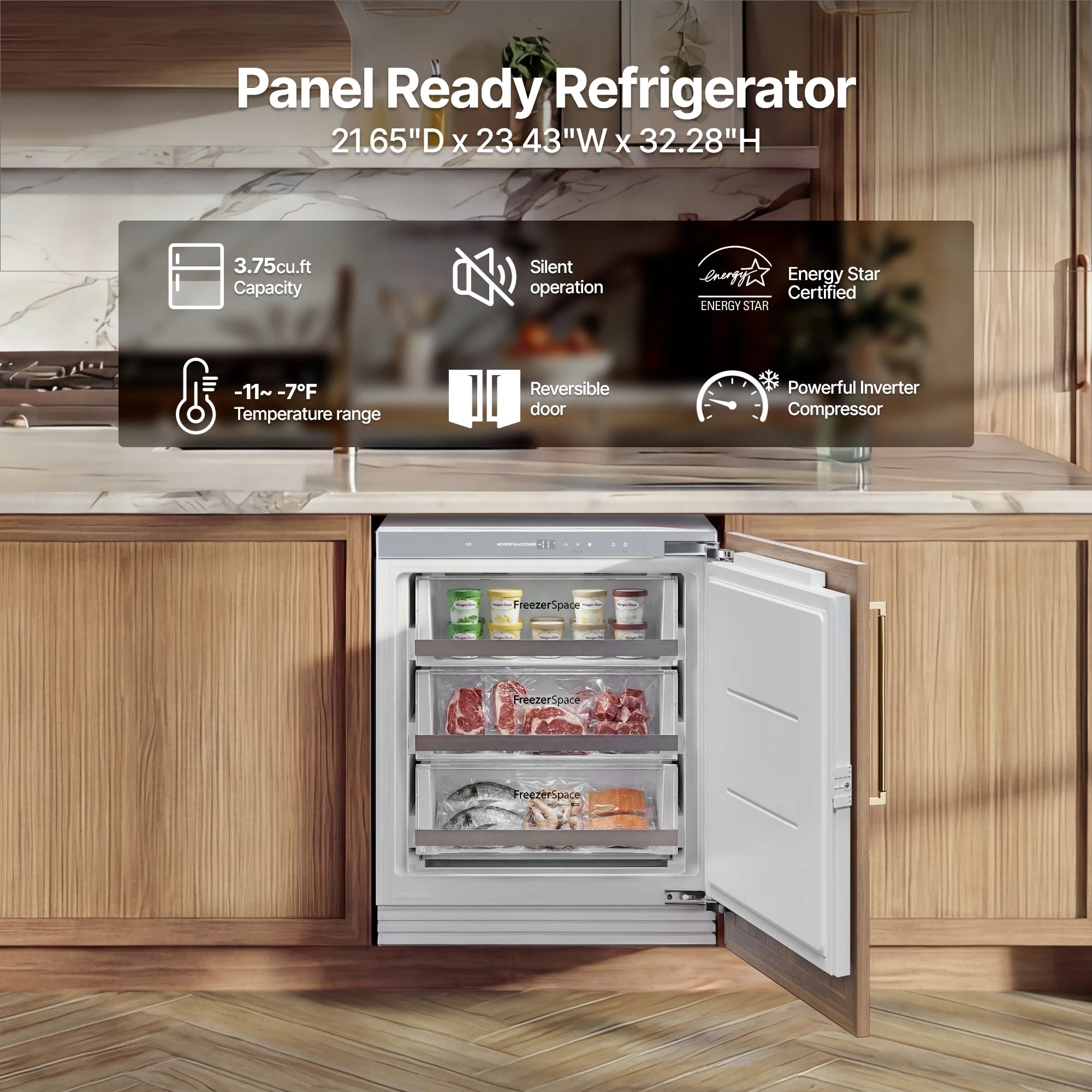 106L Embedded Refrigerator Upright Freezer Compact Mini Freezer for Home Use