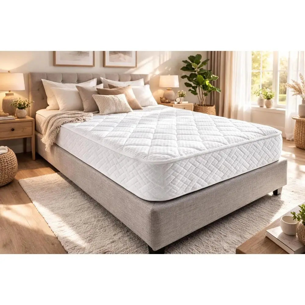 10 Inches White Euro Pillow Top Memory Foam and Spring Hybrid Mattress with Organic Cotton Cover - Queen Size Rolled in a Box