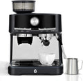 20 Bar Espresso Coffee Machine with Built-in Grinder, Stainless Steel, 1.5L Detachable Water Reservoir, Milk Frother Steam Wand