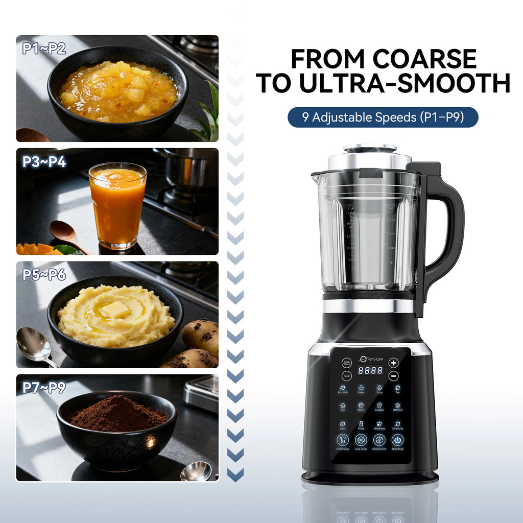 Glass Blenders for Kitchen with Tamper, 59oz, 1500W High Speed Food Processor, 14 Presets & Auto Clean Countertop Blender