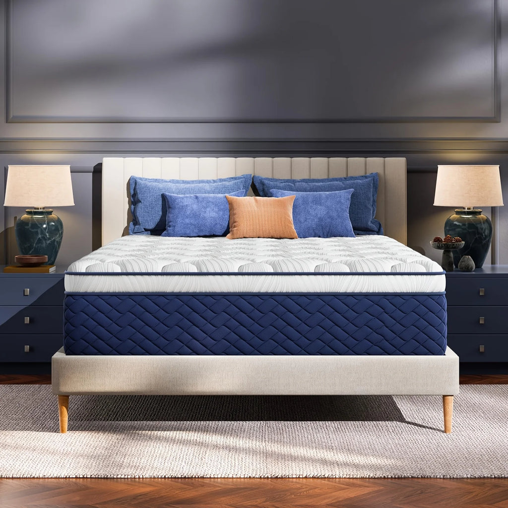 12-Inch Hybrid Mattress – Twin/Full/Queen/King Sizes, Memory Foam + Innerspring Support, Medium-Firm Feel, Enhanced Lumbar Zone, Easy Bed-in-a-Box Setup, Ideal for Home Bedrooms & Hotel Use