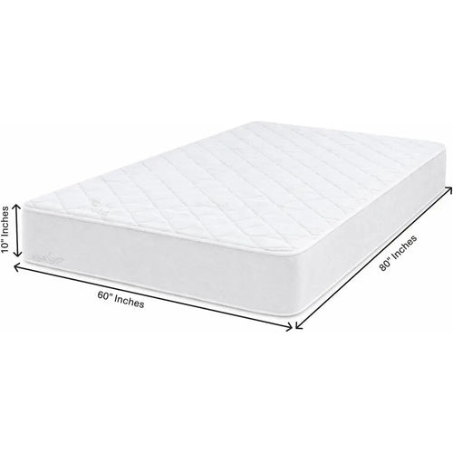 10 Inches White Euro Pillow Top Memory Foam and Spring Hybrid Mattress with Organic Cotton Cover - Queen Size Rolled in a Box