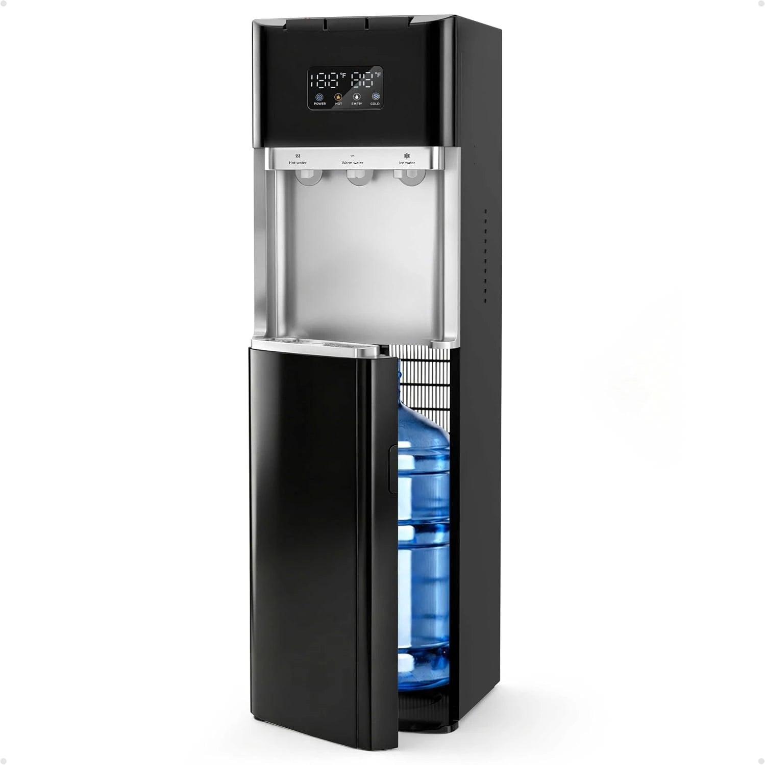 Bottom Loading Water Cooler Dispenser for 3 & 5 Gallon Bottles, Hot, Cold & Room Water, LED Display, Safety Lock
