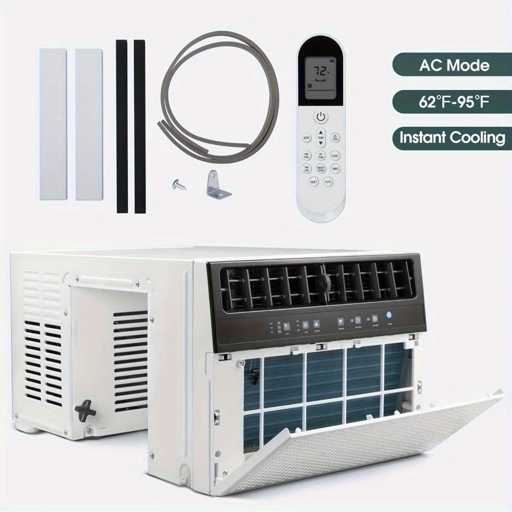 12, 000 BTU/10, 000 BTU Window Air Conditioners, U-Shaped Air Conditioner Window Unit Cools Up To 550 Sq. Ft, 6 Modes 24H Timer Energy-saving Window AC Units, Easy To Install, Full Window View, White