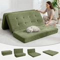 6 Inch Thick Corduroy Twin Size Floor Mattress for Bedrooms, RVs, and Camping (Green, 54.3x75)
