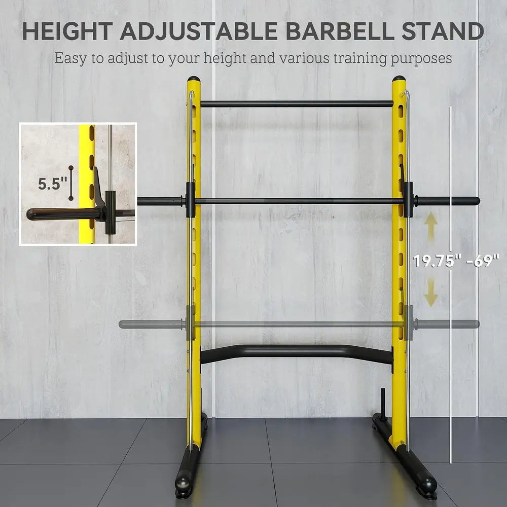 Adjustable Squat & Pull-Up Rack, Multipurpose Steel Training Bench, Home Gym Strength Equipment, Black