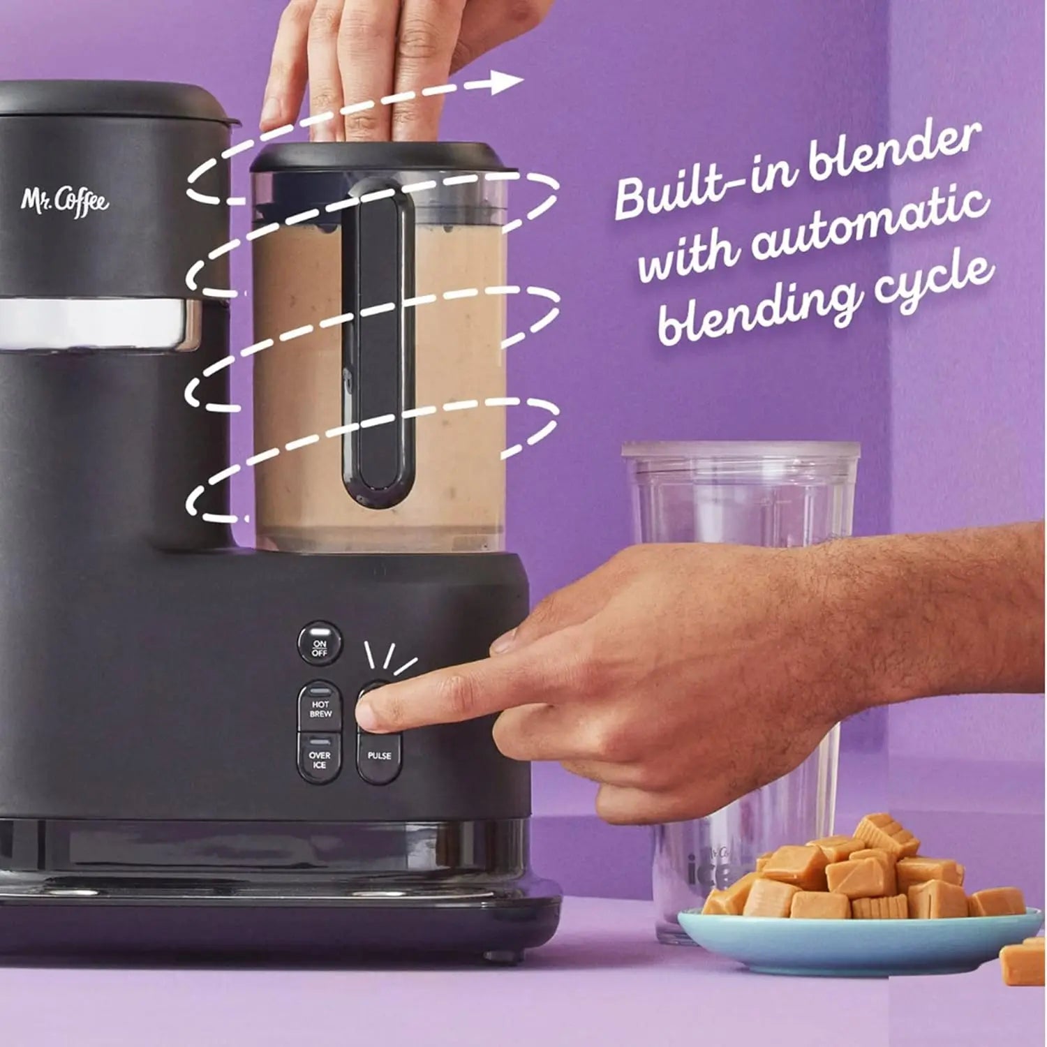 3-in-1 Hot & Iced Coffee/Tea Maker with Built-In Blender, Includes Reusable Filter, Scoop, Recipe Book, 2 Tumblers, Lids, Straws