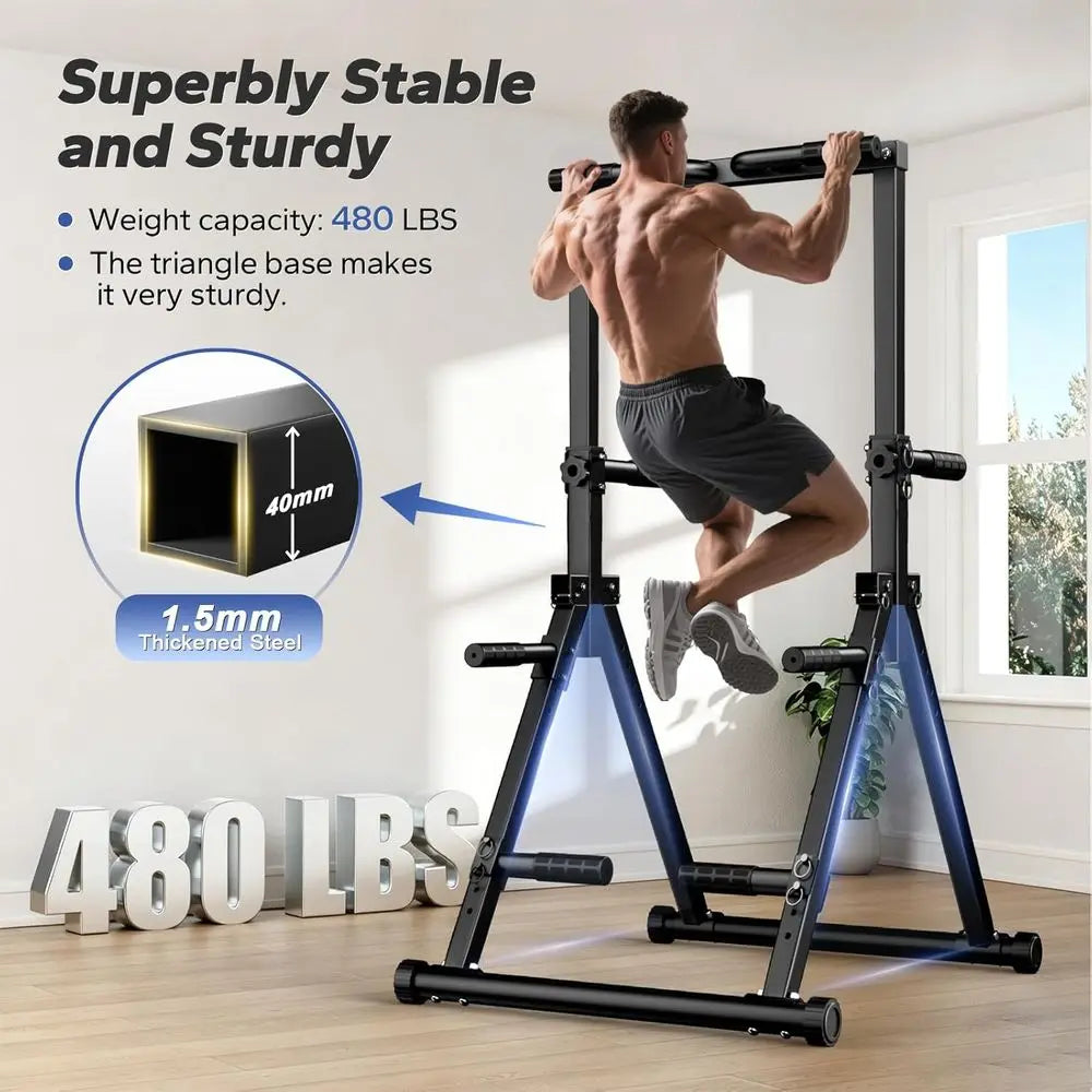 Adjustable Pull-Up Bar Station for Home Gym - Strength Training Equipment Supporting 480 LBS