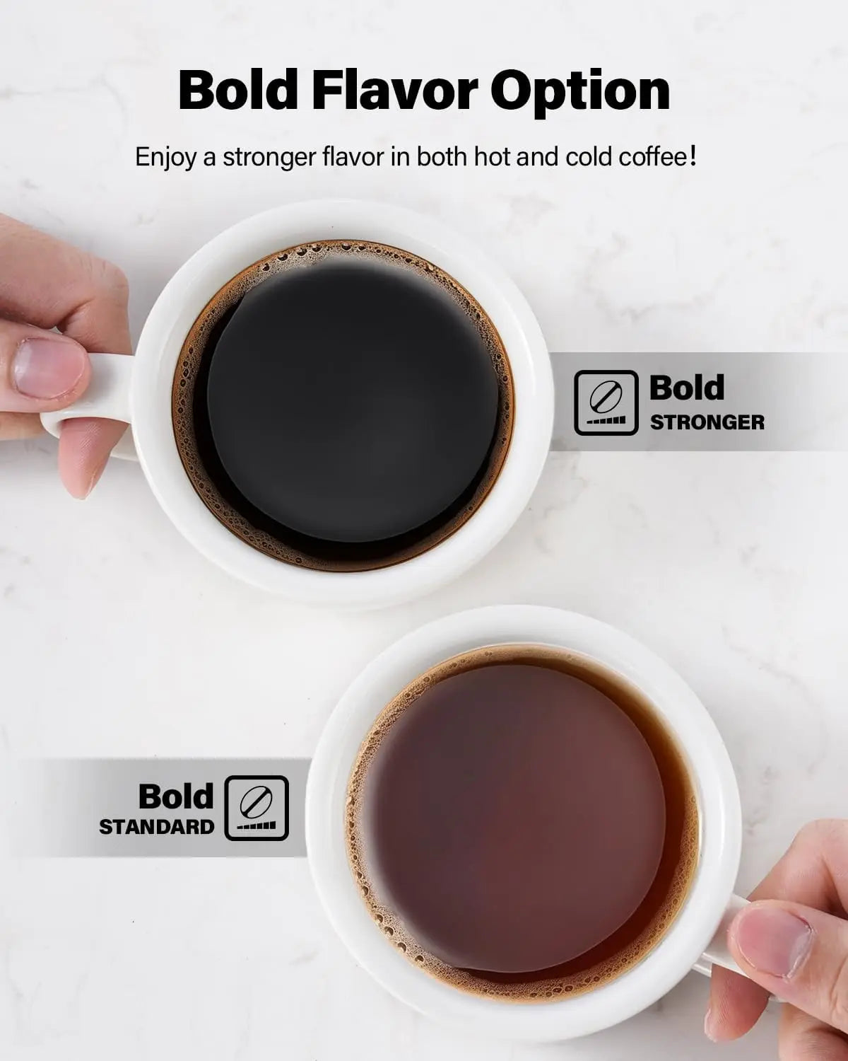 K Cup Coffee Maker With Bold Setting, Single Serve Hot & Iced Coffee Maker for K-Cup and Grounds, 52 Oz Removable Water Tank,