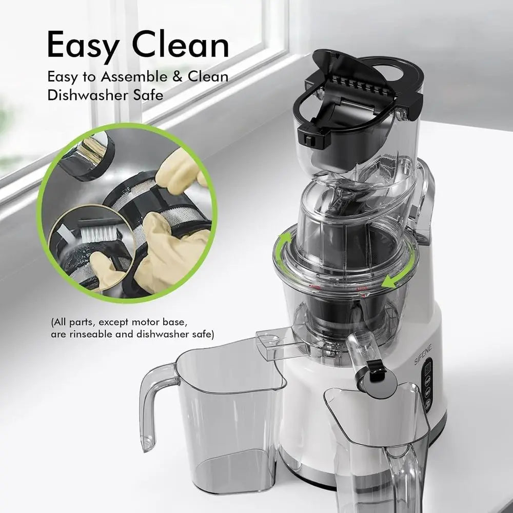 Easy-Use Cold PrJuicer, 8m Wide-Mouth Veal Slow Masticating Juicer, Whole ruit & Veg Juice Extractor, Easy Clen, BPA ree, Quiet