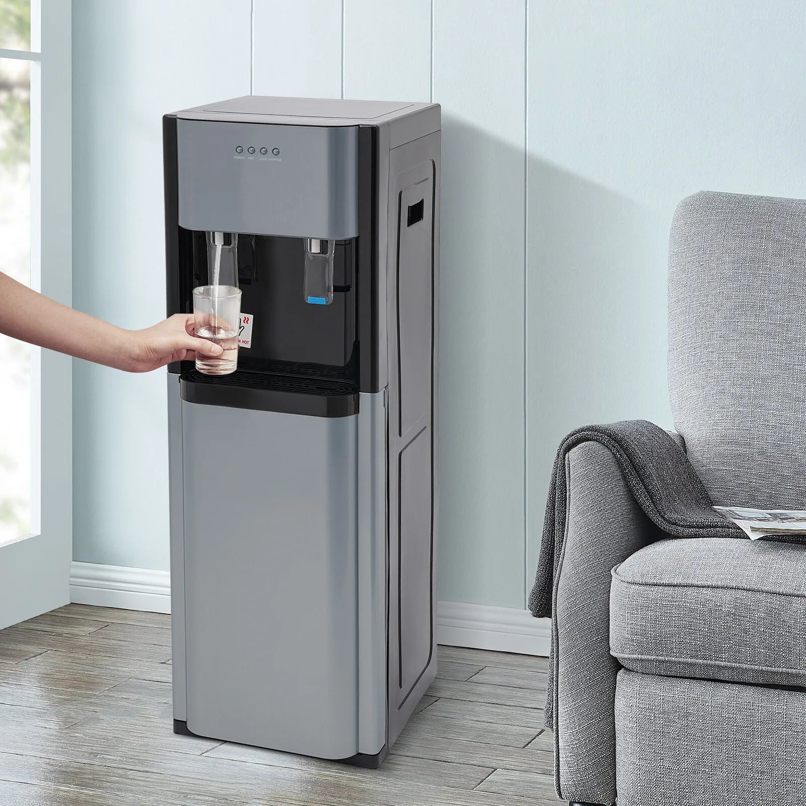 450W 20L/5.28 Gallon F880 Water Dispenser Office Drinking Machine Bottom Loading with Heat-sink Holes and Indicator Lights for Home and Commercial Purpose
