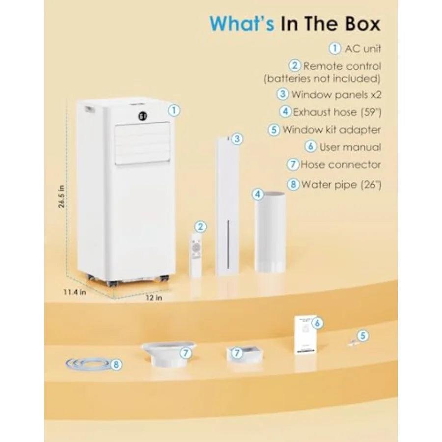 Portable Air Conditioners 8, 000 BTU, Quiet Air Conditioner Unit with WiFi/App Control, Dry, Fan, Cool, Sleep Modes 4-IN-1 AC U