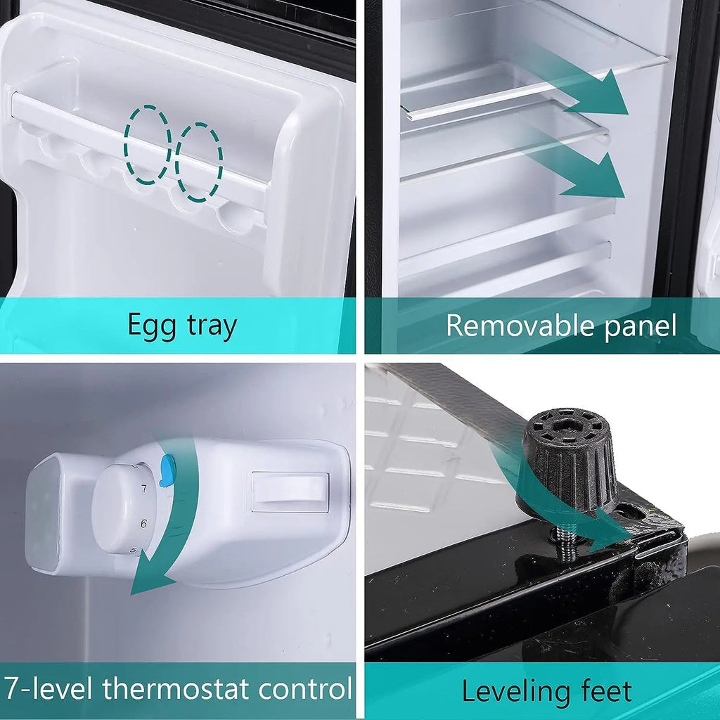 3.5Cu.Ft Compact Refrigerator Mini Fridge with Freezer, Small Refrigerator with 2 Door, 7 Level Thermostat Removable Shelves for Kitchen, Dorm, Apartment, Bar, Office, Silver