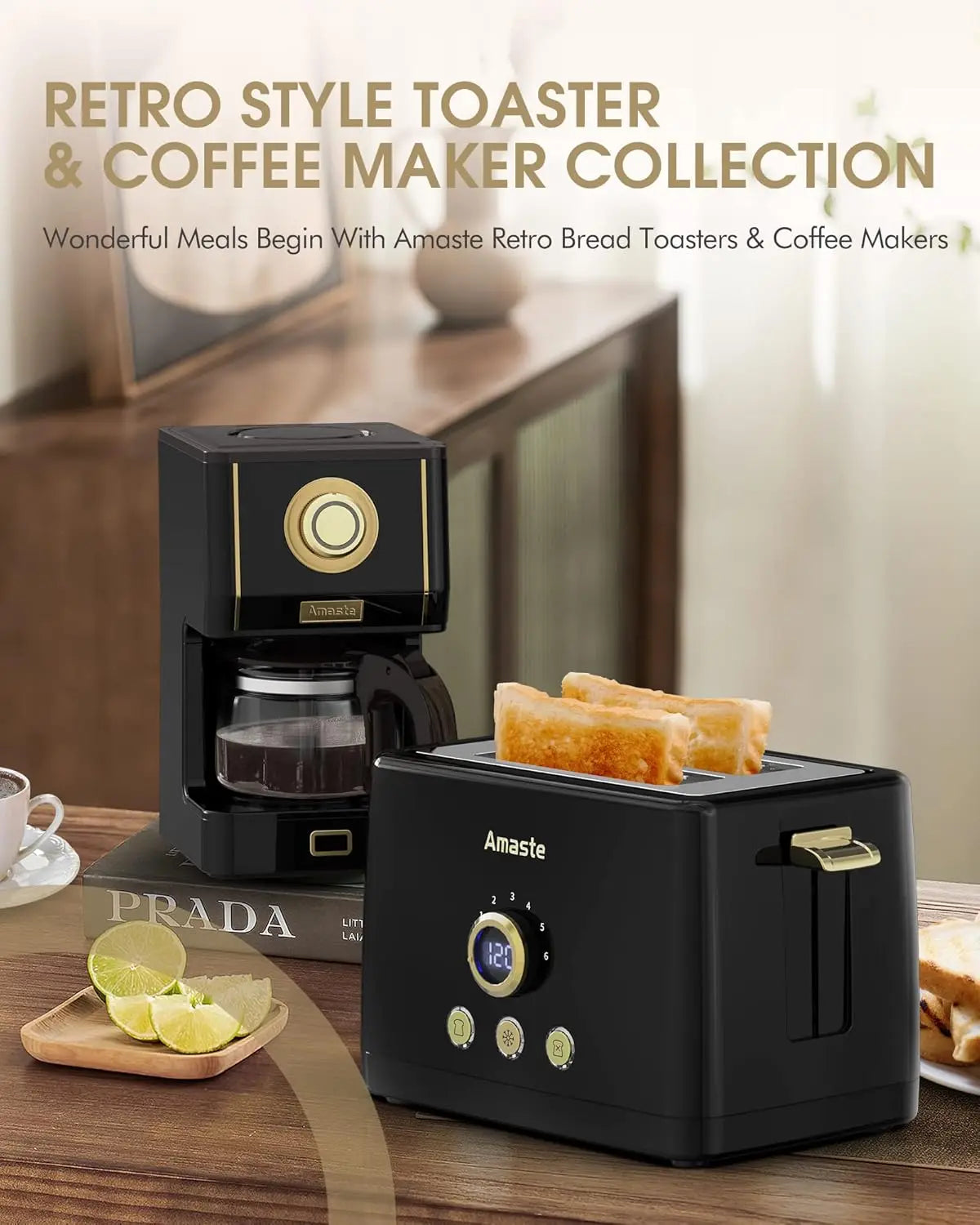 Coffee Maker, 25 Oz Drip Retro Style Coffee Machine with Glass Coffee Pot with Reusable Coffee Filter & Three Brewing Modes,