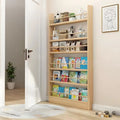 6-Tier Behind Door Bookshelf, Slim Wooden Bookcase for Kids, Space-Saving Storage for Toys & Books, 3.9" Deep