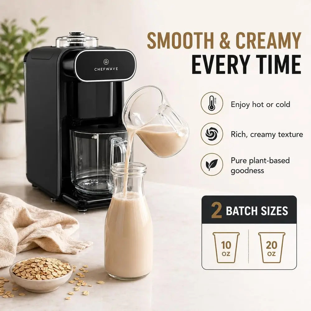 Milkmade Plant-Based Milk Maker, 6-in-1 Non-Dairy Milk hine or Almond, Oat, Soy, Cashew, Cnut & adamia Milk, No Sog, Auto-Clean,