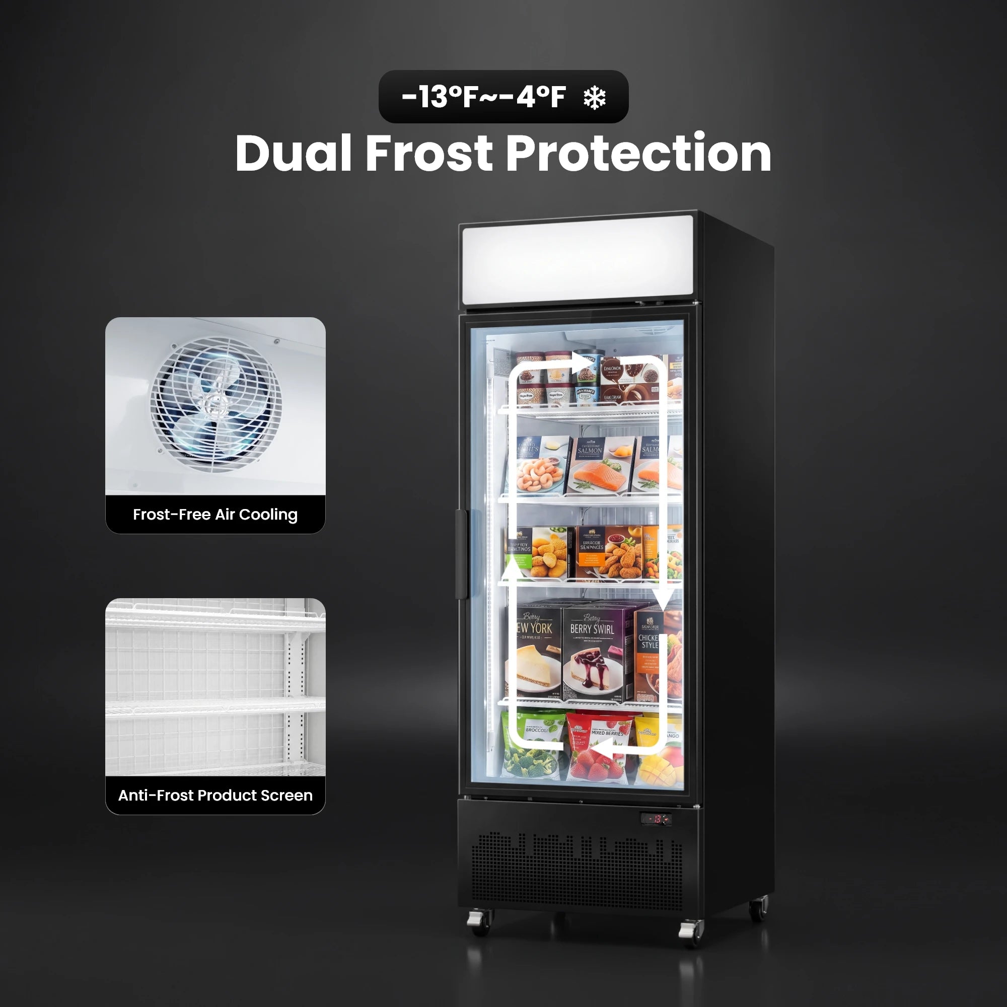 18.9 Cu.ft Display freezer 535L hot sale air cooling frostless Commercial freezer To store ice cream/cake/frozen semi-finished ingredients
