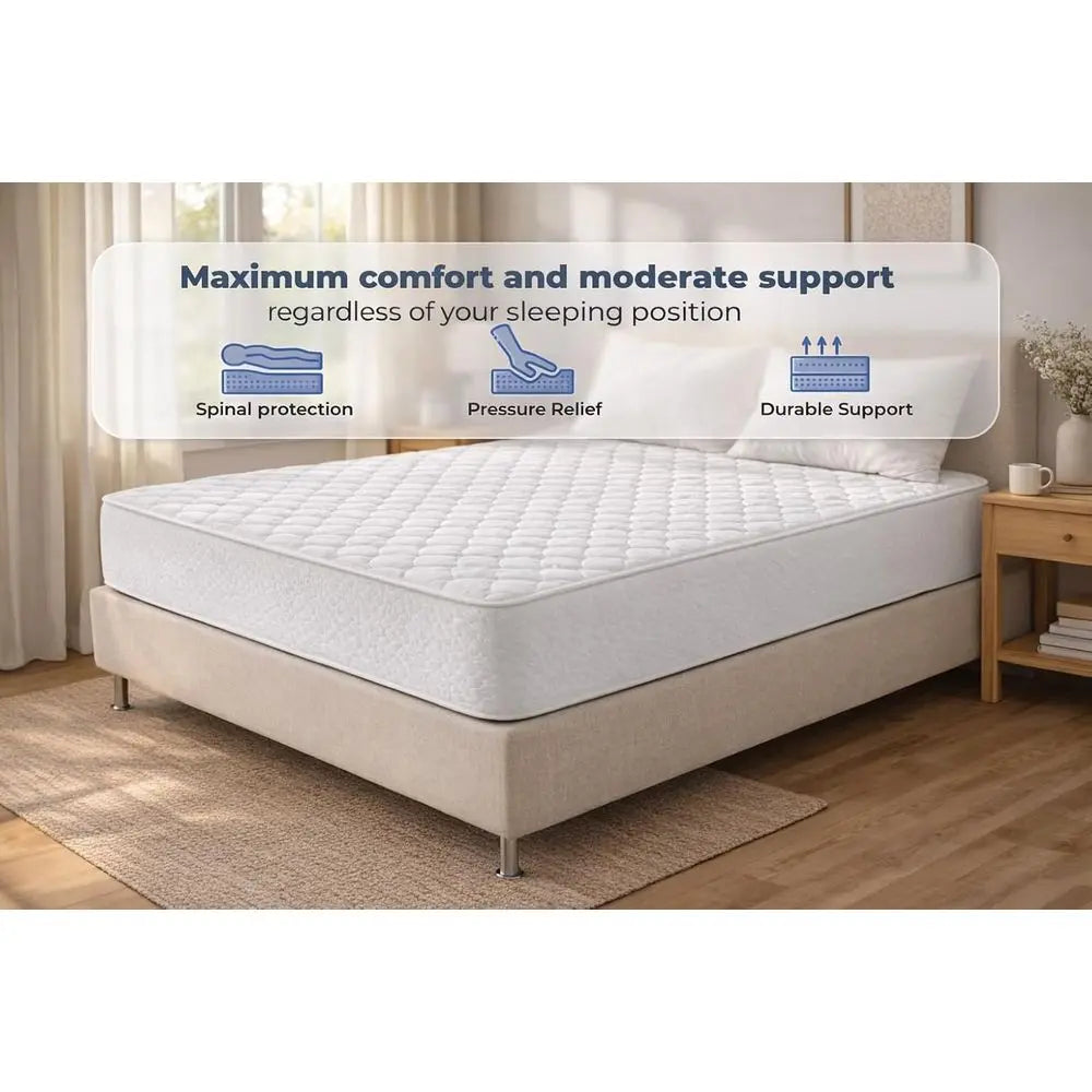10 Inches White Euro Pillow Top Memory Foam and Spring Hybrid Mattress with Organic Cotton Cover - Queen Size Rolled in a Box