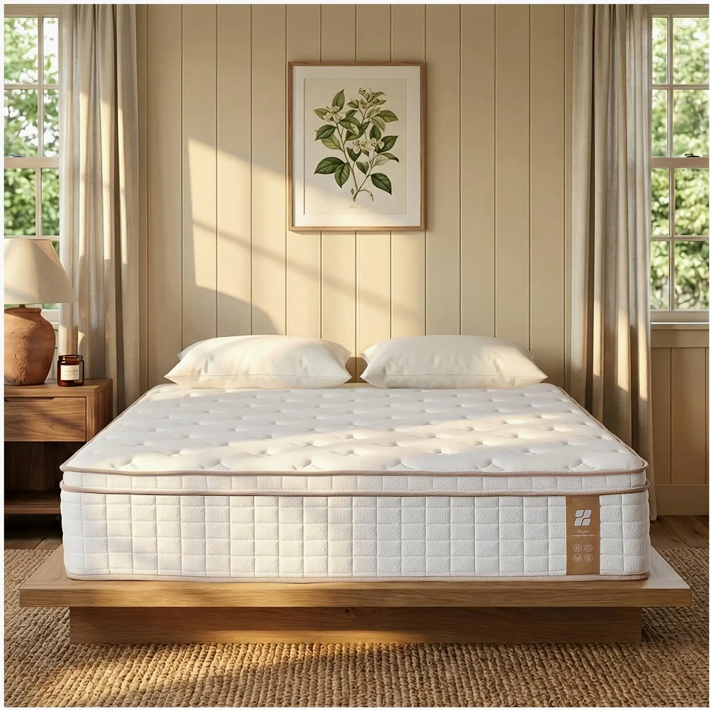 Multi-Layer Hybrid Mattress – Twin / Full / Queen Size | Memory Foam + Individually Wrapped Pocket Springs | Ergonomic Support Design | Medium-Firm Comfort Level | Breathable Fabric Cover | Easy-Setup Rolled Packaging | Ide