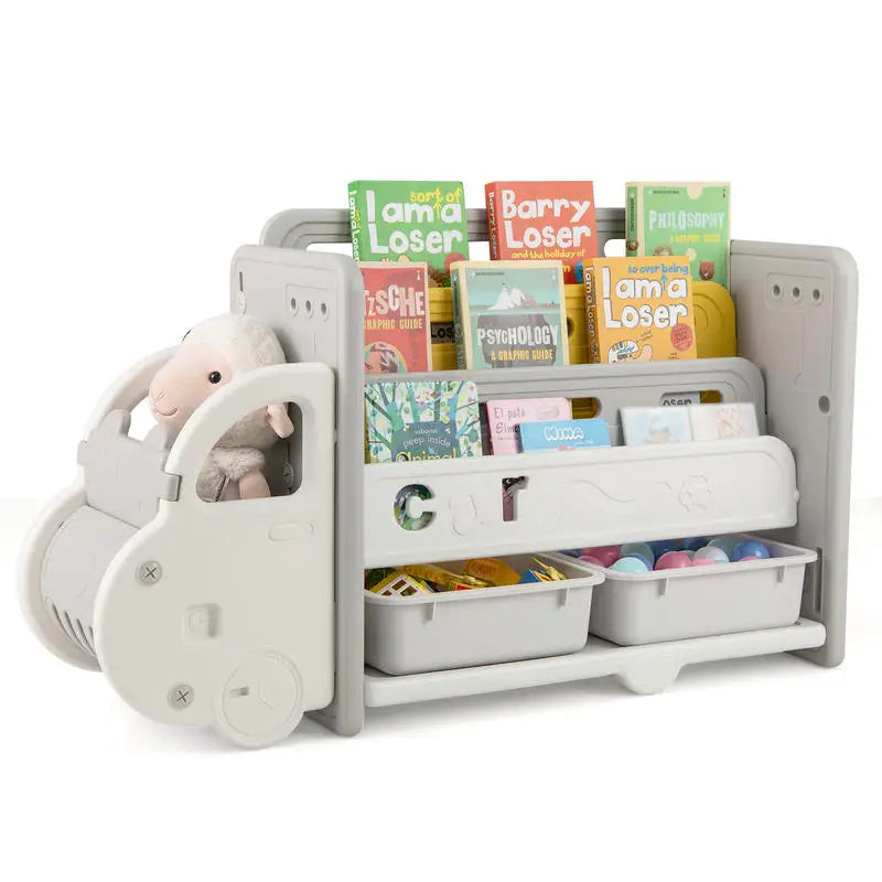 Car Themed Kids Toy Storage and Bookshelf