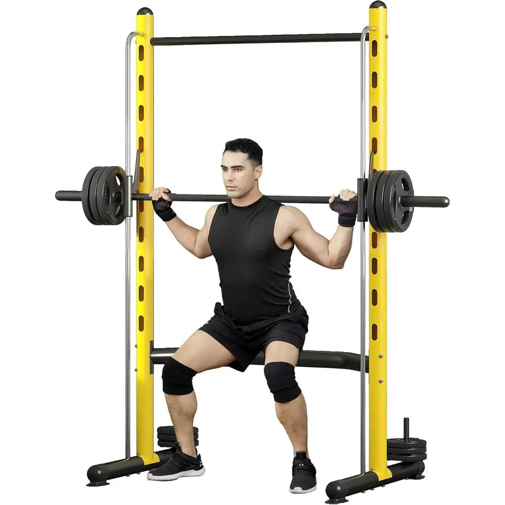 Adjustable Squat & Pull-Up Rack, Multipurpose Steel Training Bench, Home Gym Strength Equipment, Black