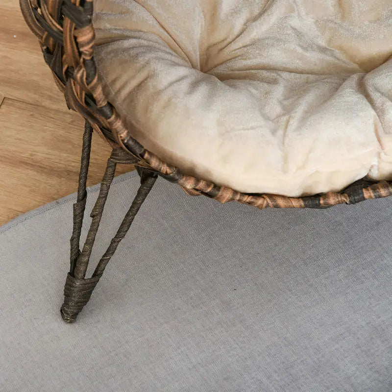 PawHut 20.5" Weaved Cat Bed, Elevated Hand-woven Braided Banana Leaf Kitten House Condo with Cushion, Brown