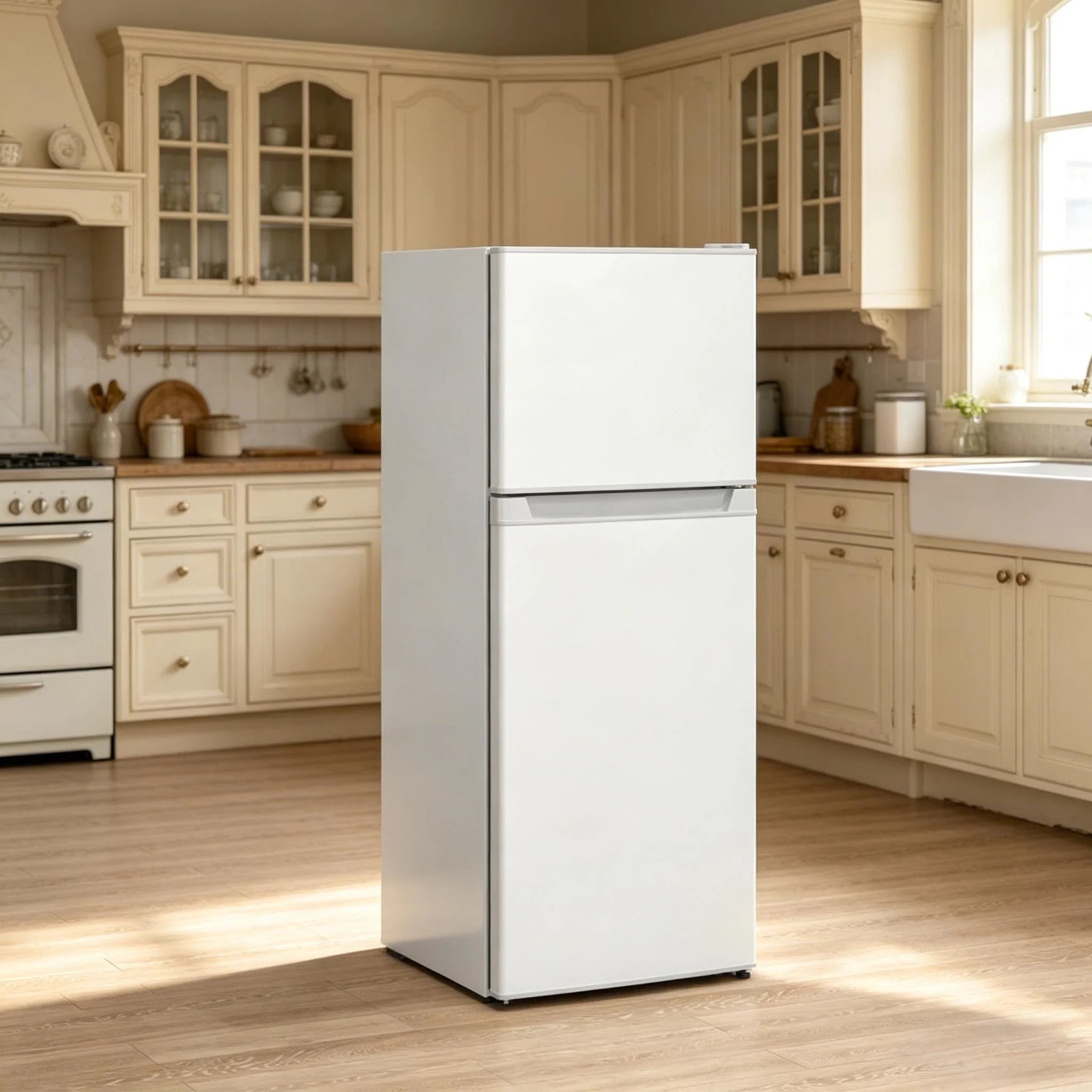 Compact White Double Door Mini Fridge with Freezer, Adjustable Temp Control, Quiet Small Refrigerator for Bedroom, Dorm, Office, Apartment, Ideal for Food Beverage Storage, Energy Saving & Space Saving Cooler