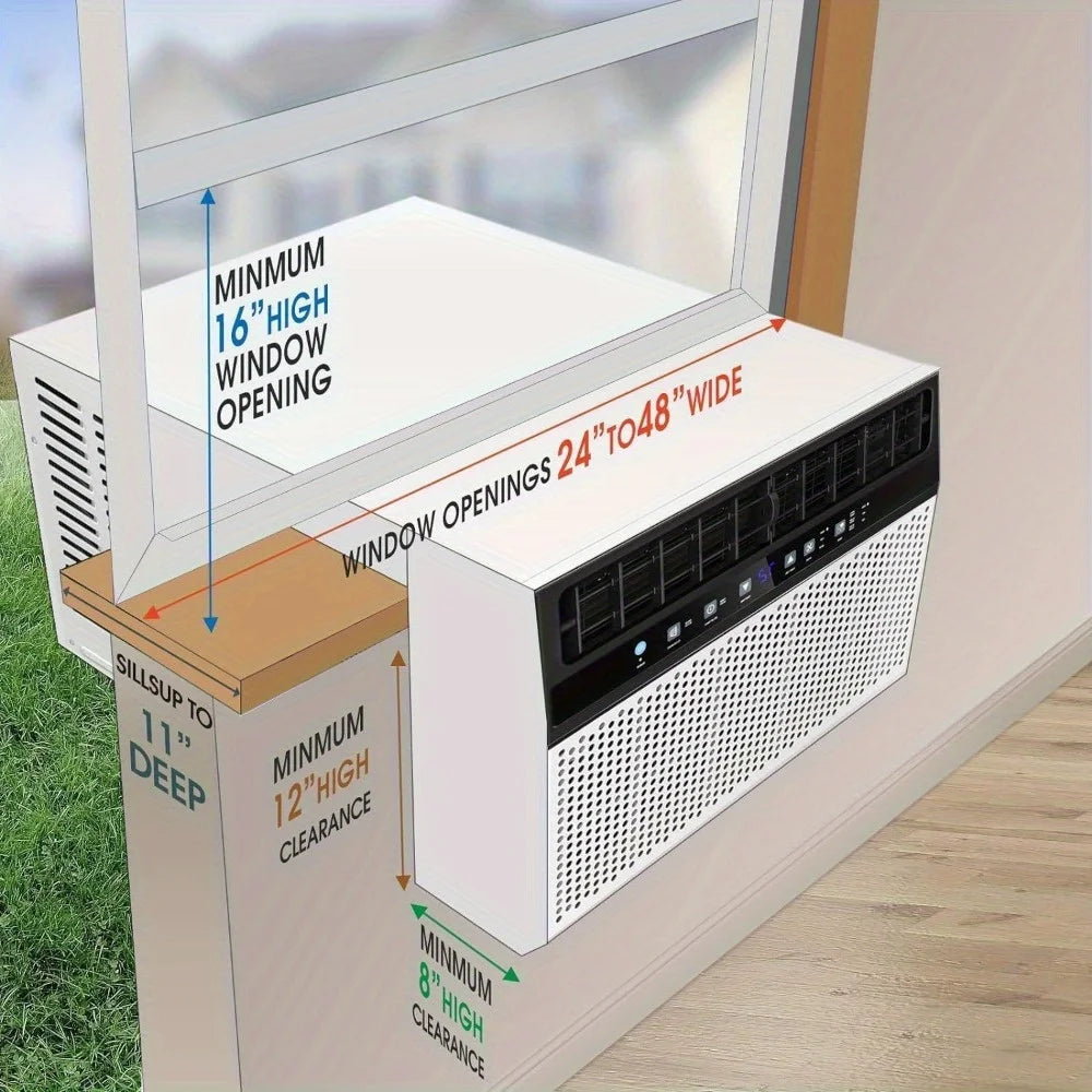 12, 000 BTU/10, 000 BTU Window Air Conditioners, U-Shaped Air Conditioner Window Unit Cools Up To 550 Sq. Ft, 6 Modes 24H Timer Energy-saving Window AC Units, Easy To Install, Full Window View, White