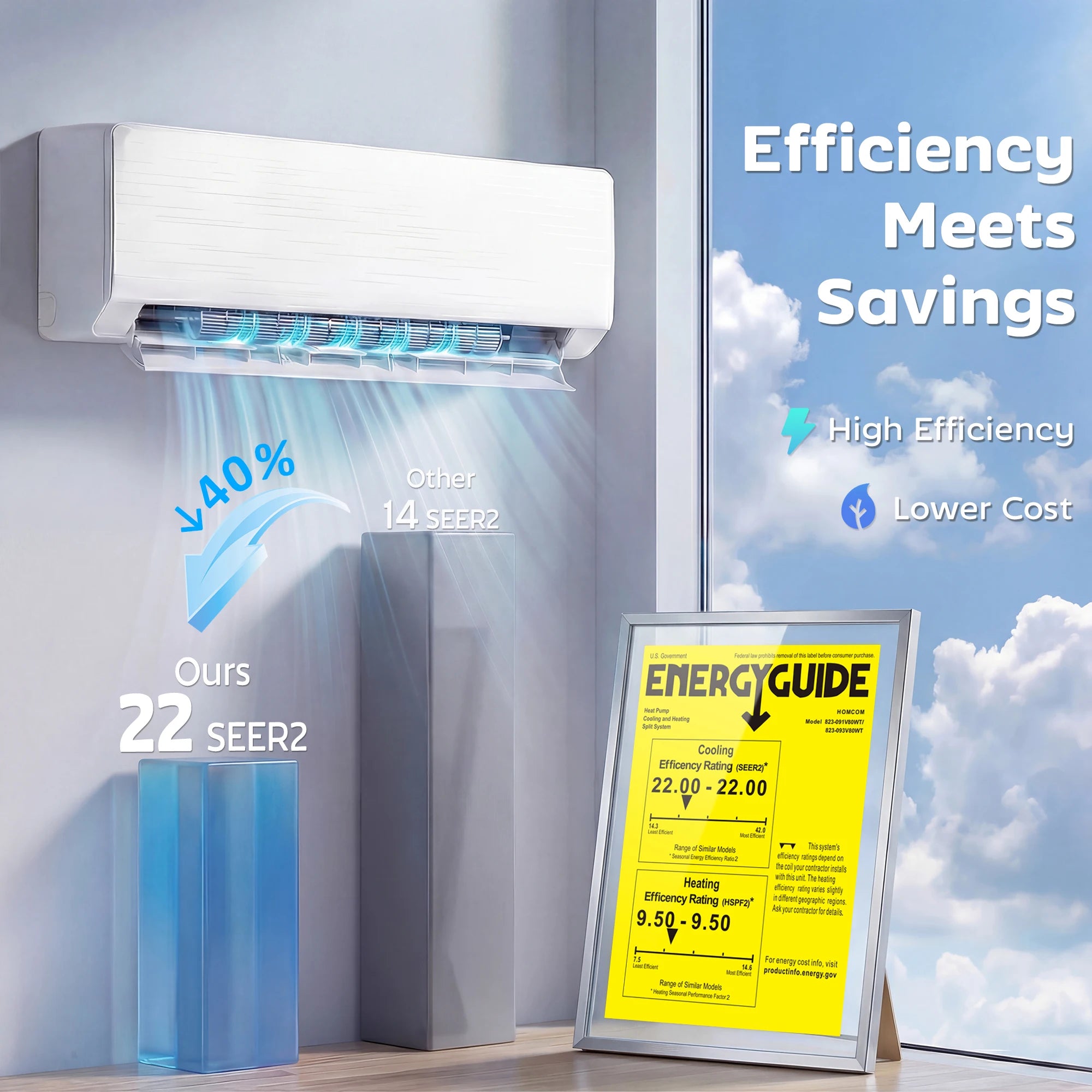 12000 BTU Mini Split AC/Heating System, 22 SEER2 115V Inverter Heat Pump, Works with Alexa and WiFi, Energy Efficient Ductless Air Conditioner Cools 750 Sq.Ft, Complete Installation Kit