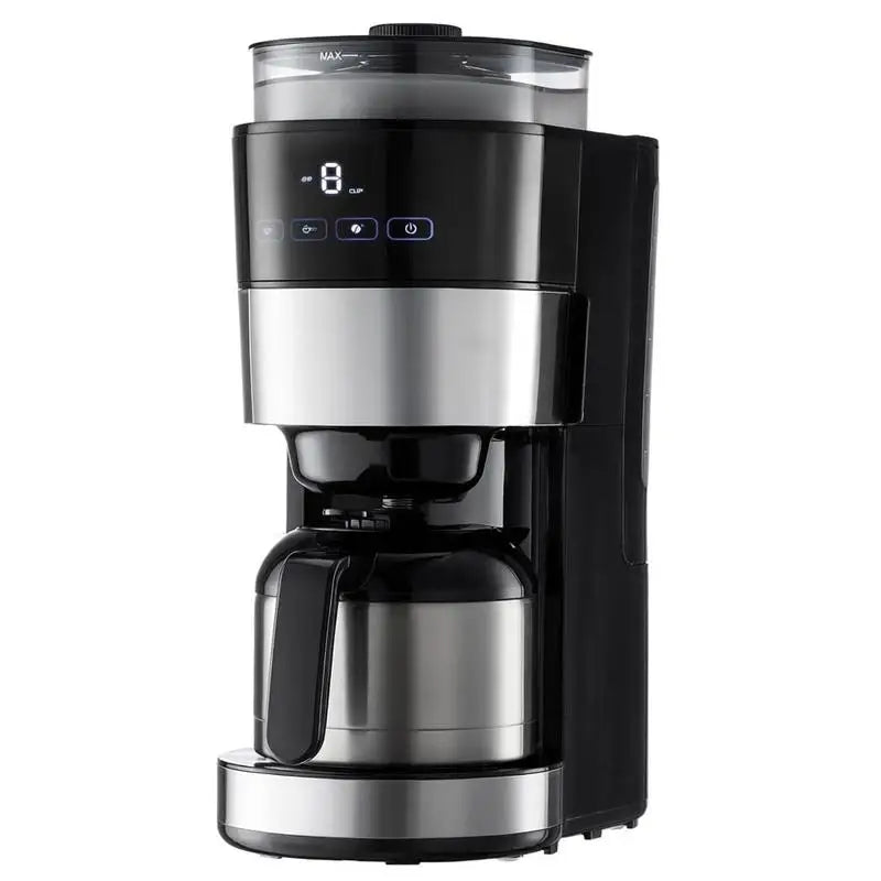 Coffee Maker with Grinder, 8 Cup Programmable Coffee Machine, Grind and Brew Coffee Maker with 24-Hour Timer for Auto Brew, Reusable Filter, for Home Office Restaurant