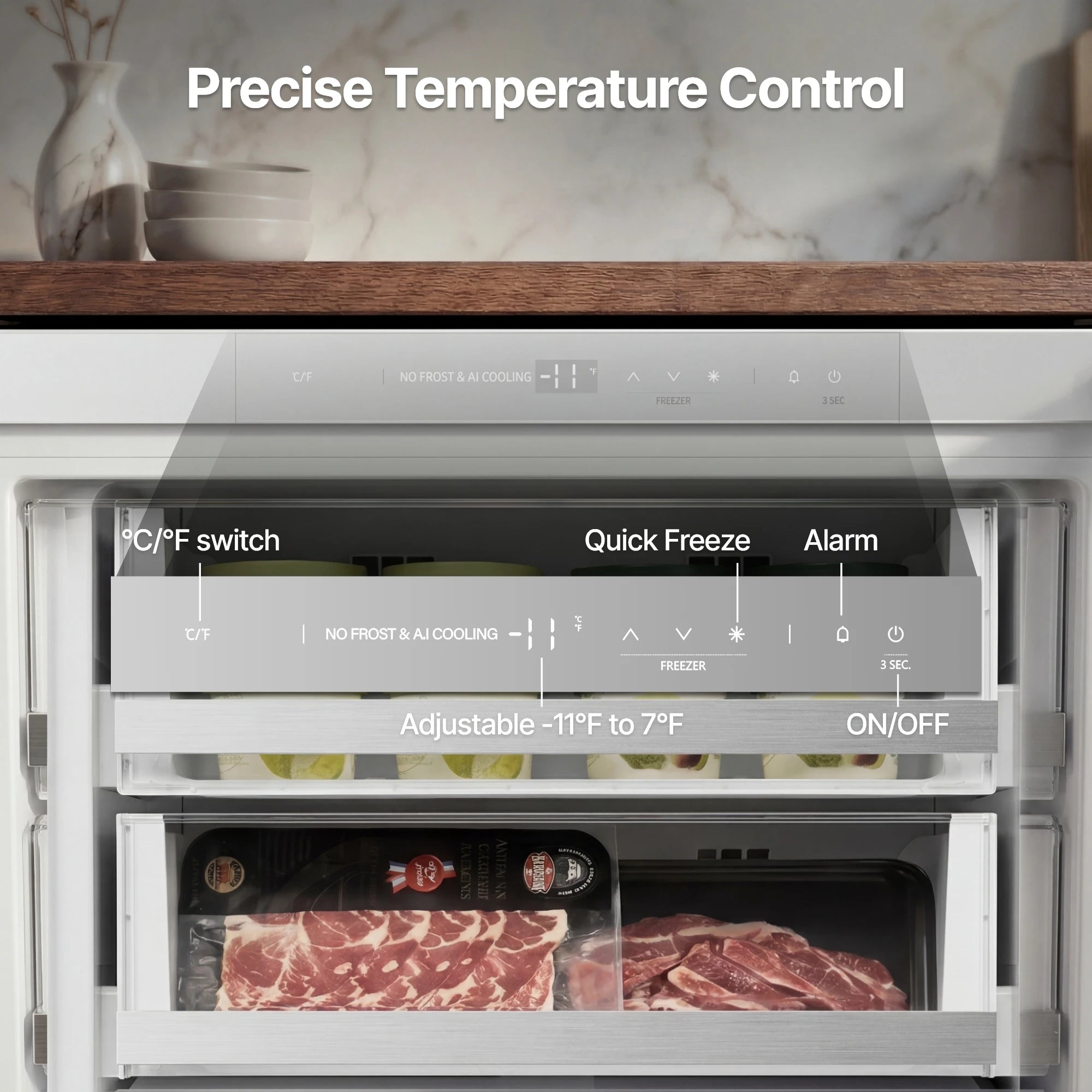 106L Embedded Refrigerator Upright Freezer Compact Mini Freezer for Home Use