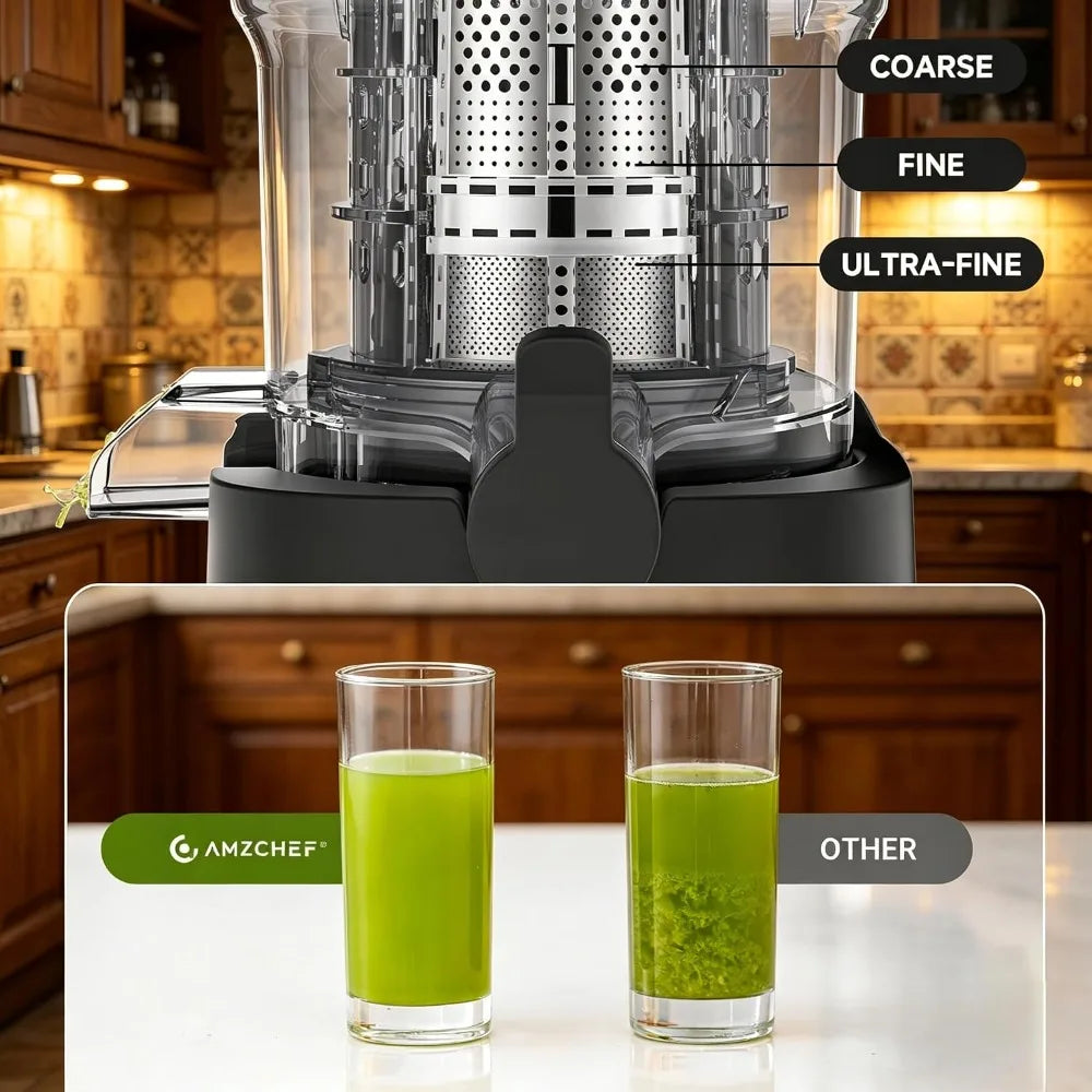 Cold Press Juicer, 5.4" Wide Chute for Whole Fruits, Masticating Extractor with Large Auger, High Juice Yield, Easy Clean