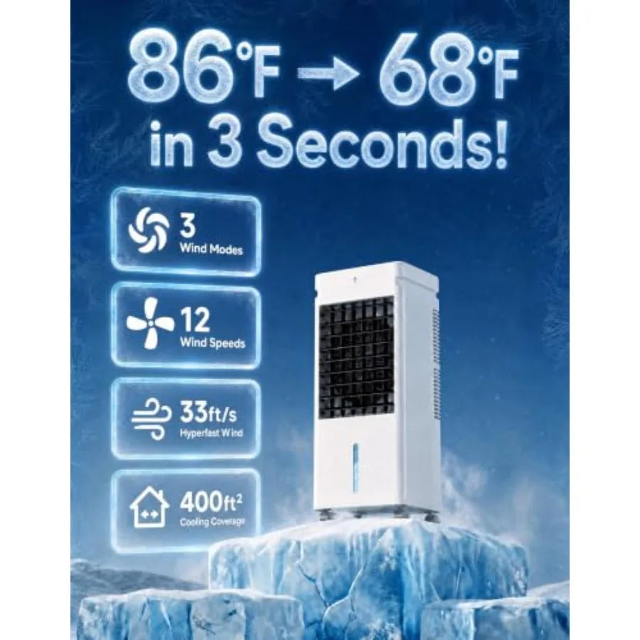 Portable Air Conditioners, 3 Wind Modes, 12 Speeds, 70° Oscillation, XL Water Tank, Evaporative Air Cooler, Swamp Cooler Air Co