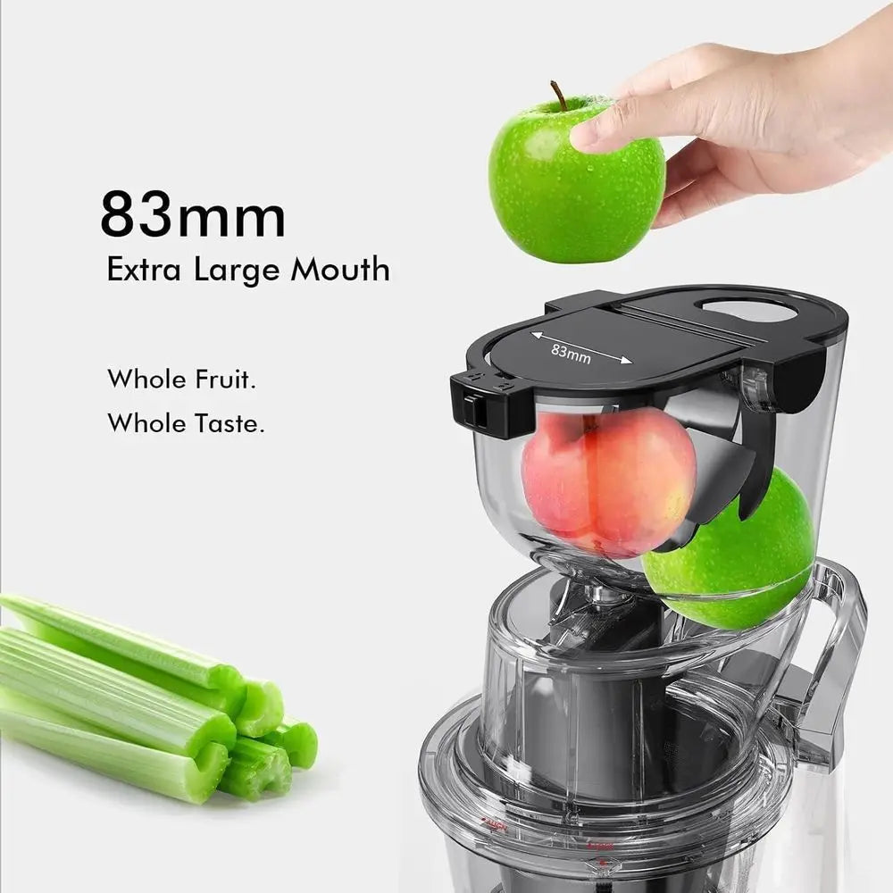 Easy-Use Cold PrJuicer, 8m Wide-Mouth Veal Slow Masticating Juicer, Whole ruit & Veg Juice Extractor, Easy Clen, BPA ree, Quiet