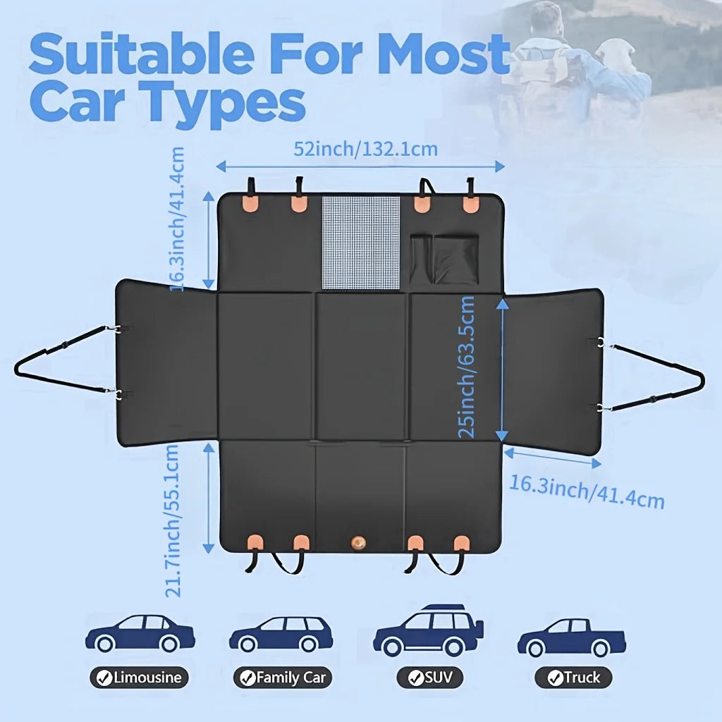2025 New Material Dog Car Seat Extension Pad | Hard Bottom, Scratch-resistant and Non-slip Dog Hammock, Suitable for Cars and Off-road Vehicles, Load-bearing 400 Pounds, PVC Leather, Knit Fabric JUYHGV