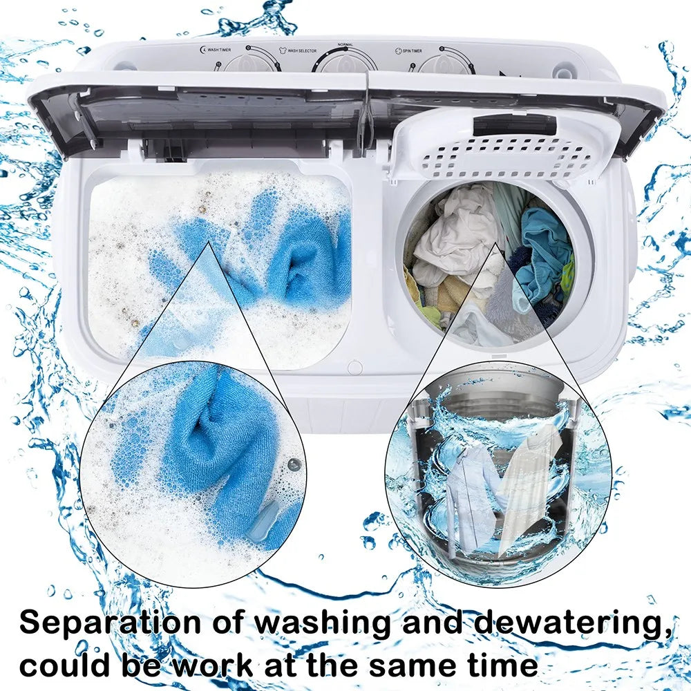Portable Twin Tub Washing Machine Mini Washer Spin Dryer Compact Semi-automatic