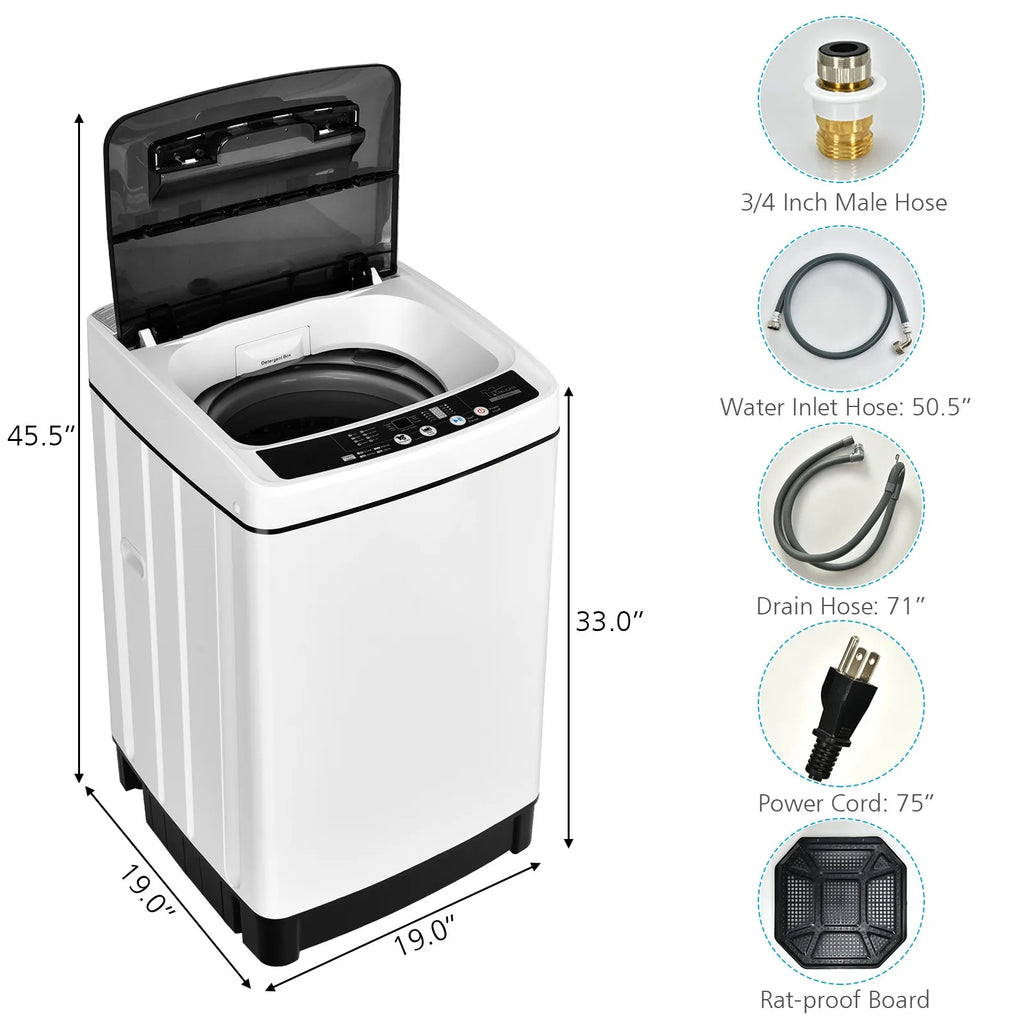 Full-Automatic Washing Machine 1.5 Cu.Ft 11 LBS Washer & Dryer White