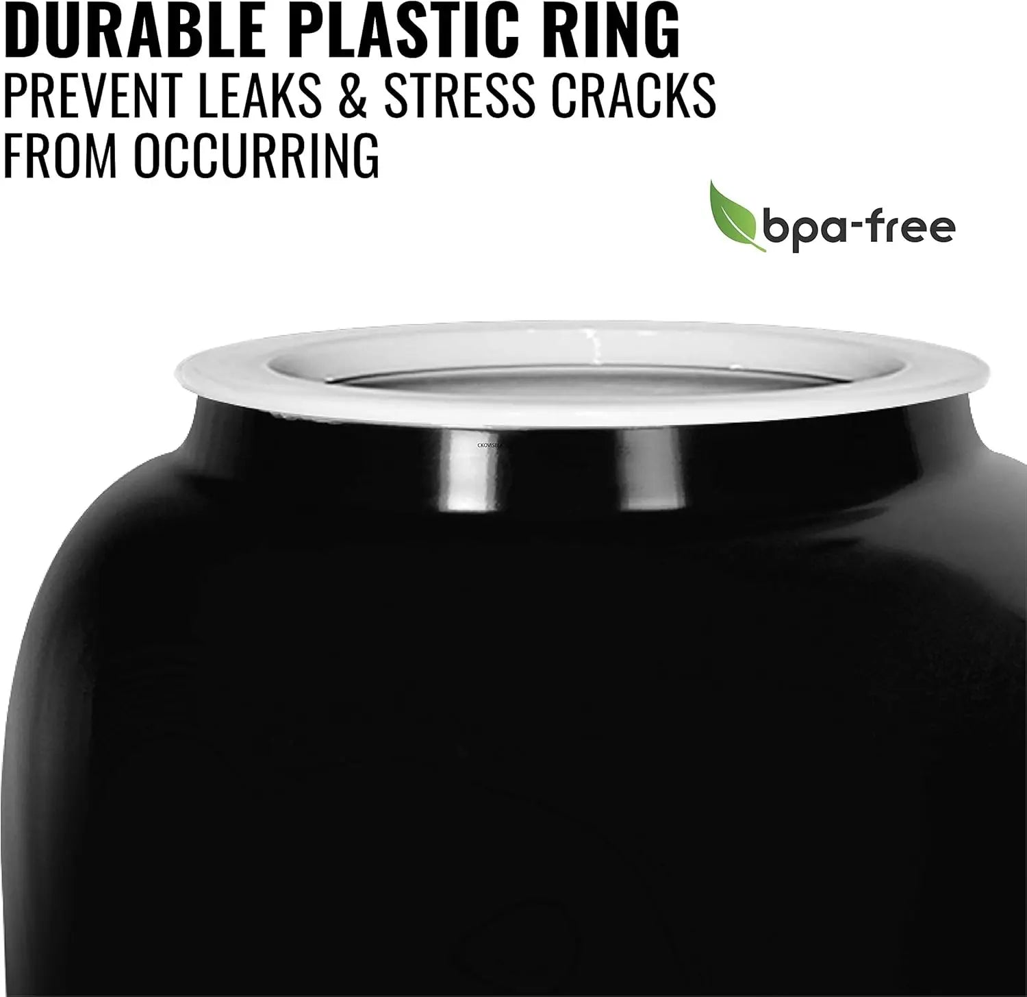 Porcelain Water Crock Dispenser with Stainless Steel Faucet, Fits 3-5 Gallon Jugs, Solid Black
