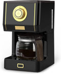 Coffee Maker, 25 Oz Drip Retro Style Coffee Machine with Glass Coffee Pot with Reusable Coffee Filter & Three Brewing Modes,
