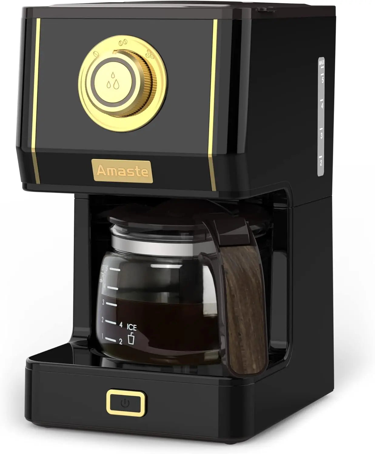 Coffee Maker, 25 Oz Drip Retro Style Coffee Machine with Glass Coffee Pot with Reusable Coffee Filter & Three Brewing Modes,