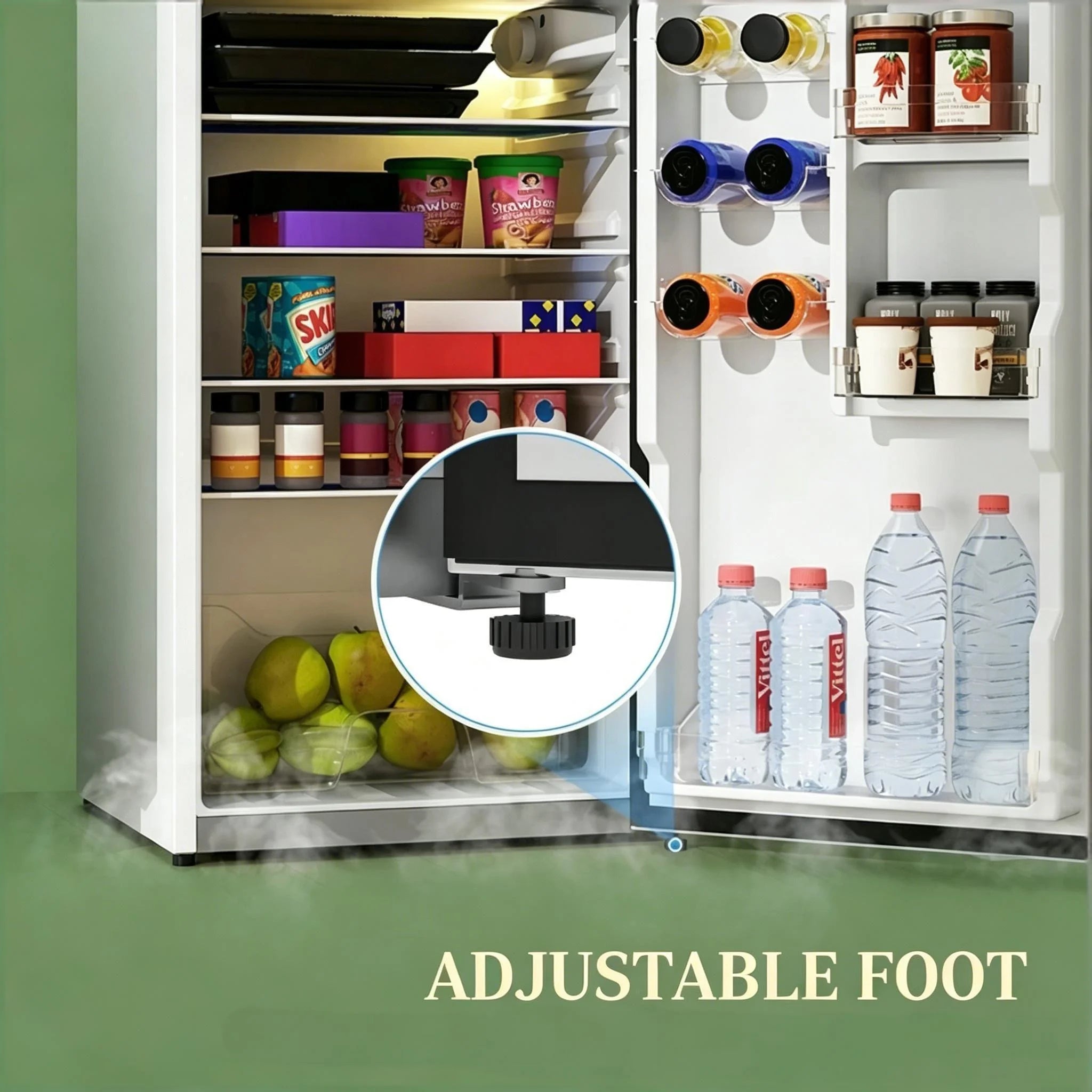 Compact White Double Door Mini Fridge with Freezer, Adjustable Temp Control, Quiet Small Refrigerator for Bedroom, Dorm, Office, Apartment, Ideal for Food Beverage Storage, Energy Saving & Space Saving Cooler