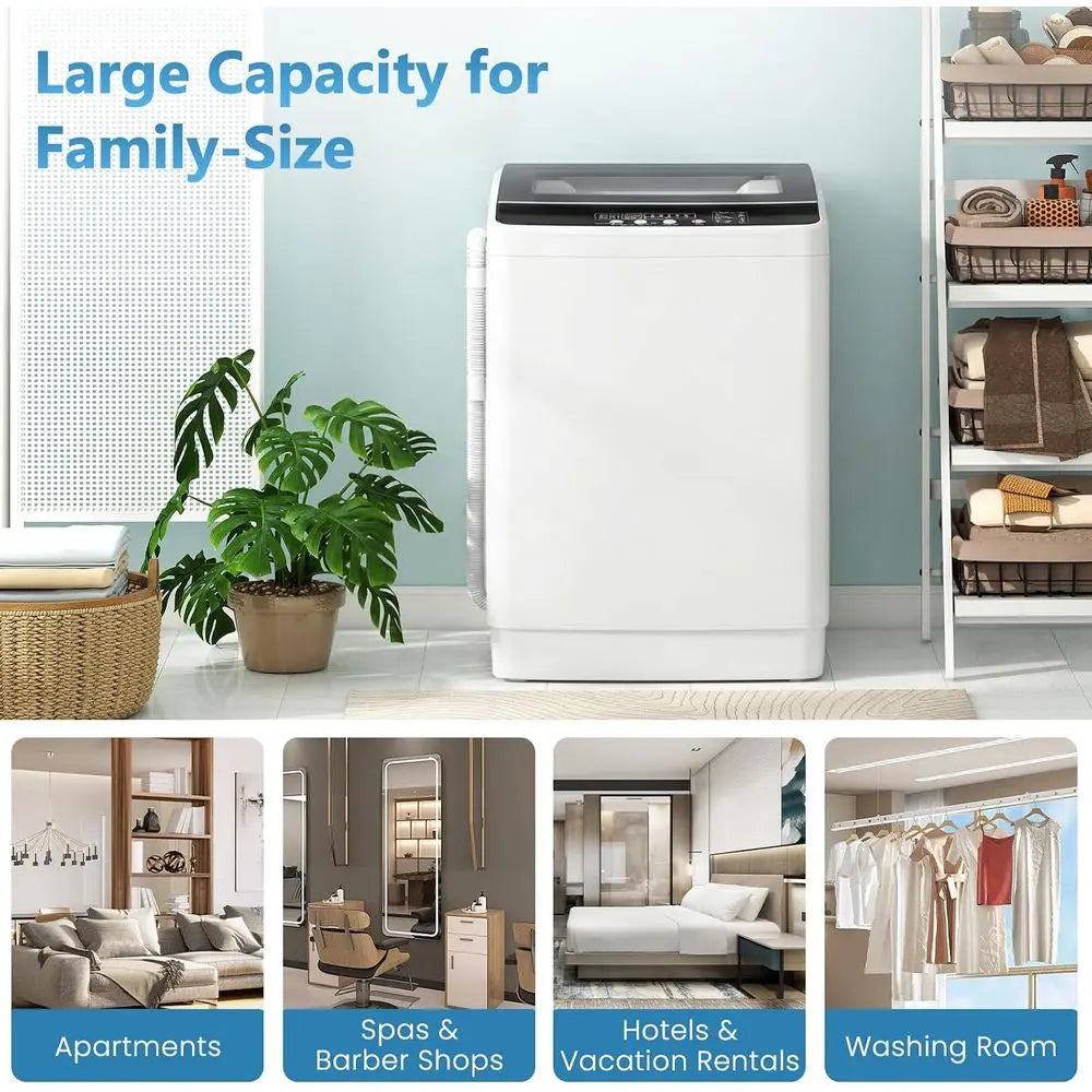 3.0 Cu. Ft. Fully Automatic Washer with Drain Pump, 12 Programs, 8 Water Levels, Large Laundry Combo for Home
