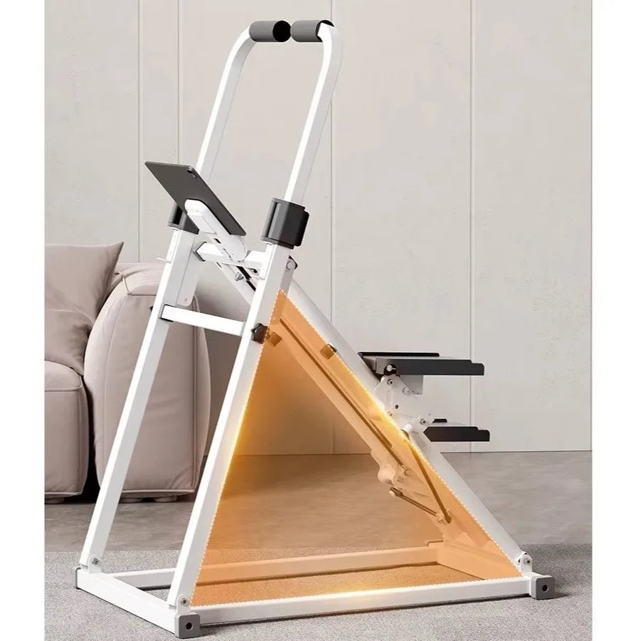 Folding vertical stepper machine comes with a pair of anti slip gloves, hydraulic resistance adjustment, household small aerobic fitness equipment, stair machine, multifunctional swing stepper, household silent grease burning