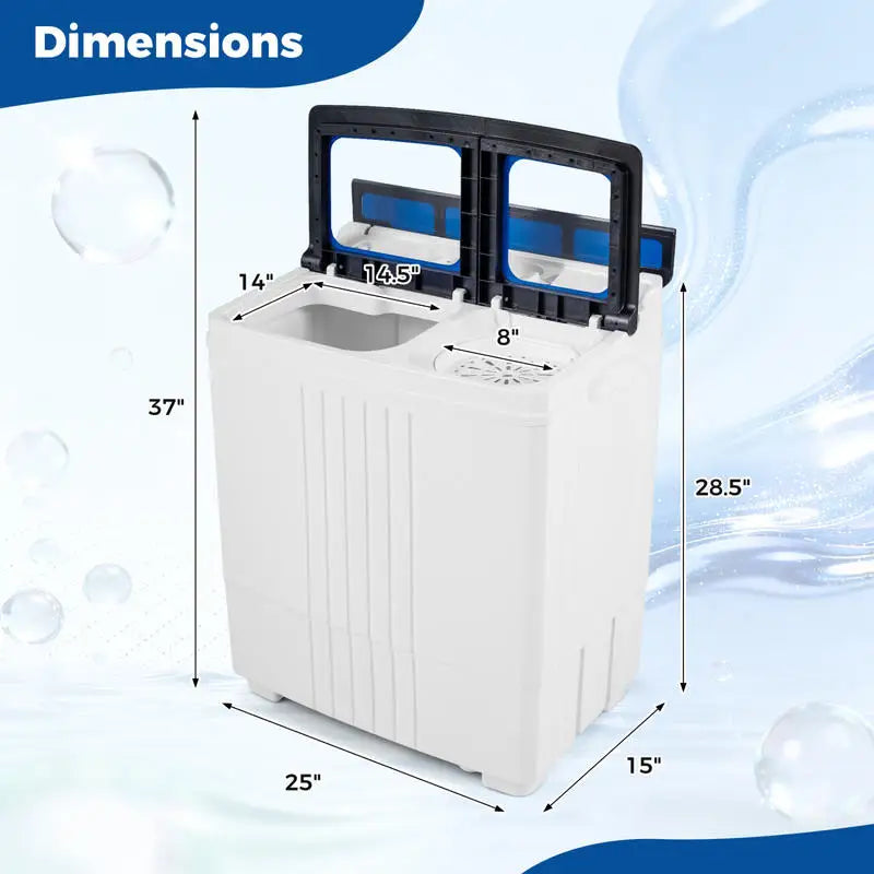 Portable Washing Machine with 12 LBS Washer and 8 LBS Spinner Combo for Apartments-Blue