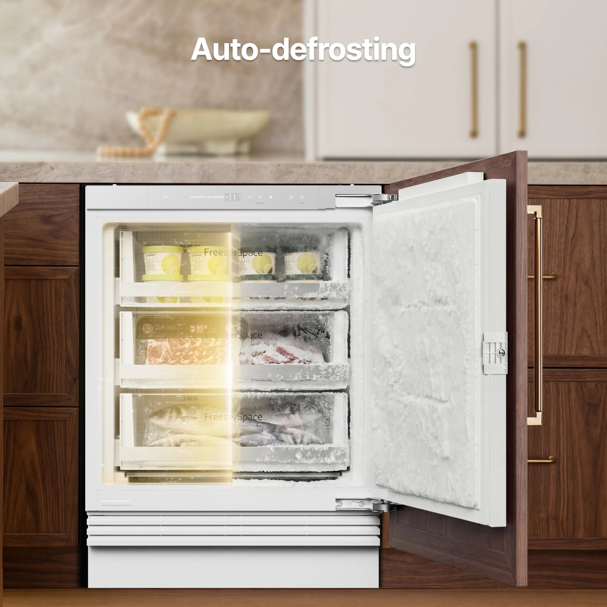 106L Embedded Refrigerator Upright Freezer Compact Mini Freezer for Home Use