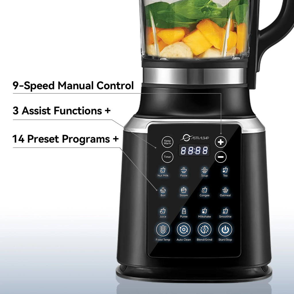 Glass Blenders for Kitchen with Tamper, 59oz, 1500W High Speed Food Processor, 14 Presets & Auto Clean Countertop Blender